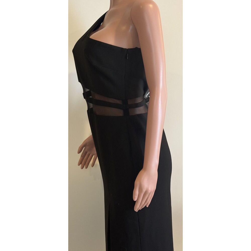 Likely Nolita Gown Womens 10 Black One Shoulder Long Dress Ponte Mesh Formal - Picture 6 of 16